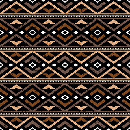 Boho seamless pattern with aztec ornament. Abstract vector background with folklore motives. Aztec print template for textile and paper. Summer fashion.のイラスト素材