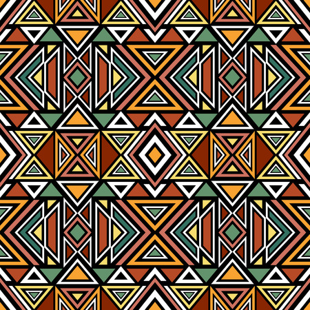 Abstract seamless pattern with ethnic aztec ornament. Boho design. Aztec pattern. Folk stylized print template for paper and fabric. Summer fashion.のイラスト素材