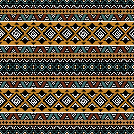 Bright colored seamless pattern with ethnic aztec ornament. Boho design. Folk stylized print...