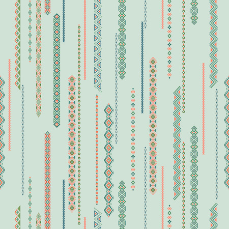 Abstract seamless pattern with ethnic aztec ornament. Boho design. Aztec pattern. Folk stylized print template for paper and fabric. Summer fashion.のイラスト素材