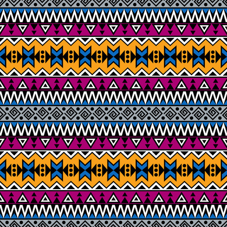 Abstract seamless pattern in boho style. Vector wallpaper with ethnic aztec ornament. Aztec pattern. Folk print template for fabric, paper, post cards, wrapping, t-shirts, etc.のイラスト素材