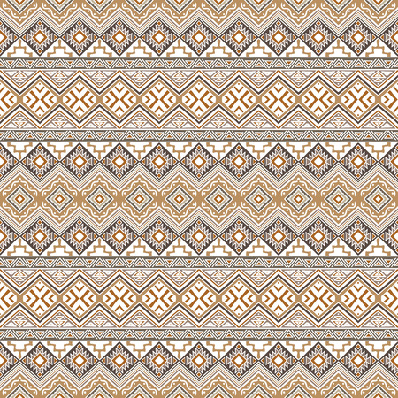 Seamless pattern with ethnic ornament. Aztec stylized print template for fabric and paper. Summer fashion. Hand drawn tribal background. Boho design.のイラスト素材