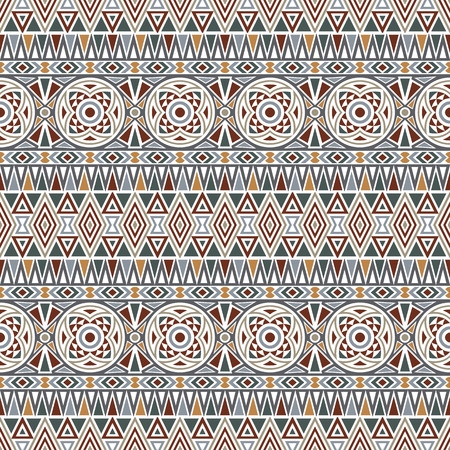 Seamless pattern with aztec and mandala motives. Abstract background in ethnic style. Boho design.のイラスト素材