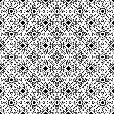 Black and white seamless pattern with ethnic aztec motives.のイラスト素材