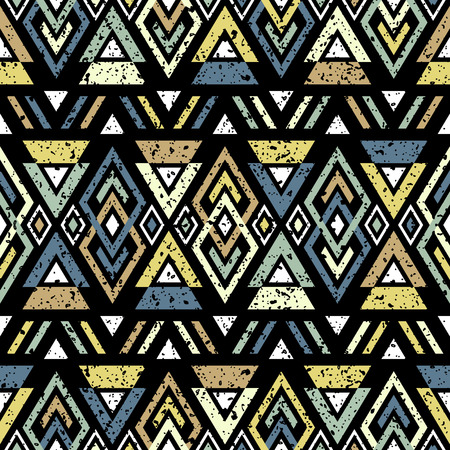 Abstract seamless pattern with ethnic aztec ornament. Boho design. Aztec pattern. Folk stylized print template for paper and fabric. Summer fashion.のイラスト素材