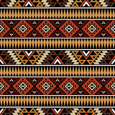 Abstract seamless pattern with ethnic aztec motives. Boho design. Tribal pattern. Folk stylized print template for paper and fabric. Summer fashion.のイラスト素材