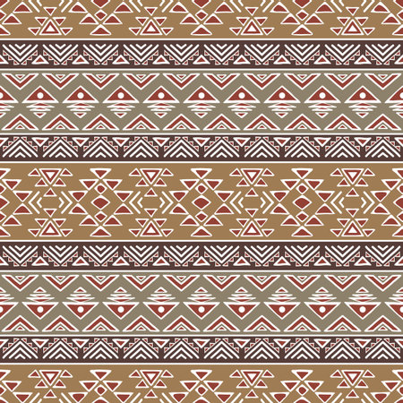 Pastel colored seamless pattern in boho chic style. Abstract background with aztec ornament. Hand...