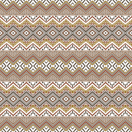 Vector seamless pattern in boho chic style. Abstract background with aztec ornament. Hand drawn ethnic print template for fabric and paper. Summer fashion.のイラスト素材