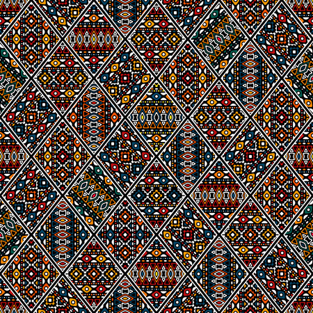 Hand drawn seamless pattern with tribal aztec motives.のイラスト素材