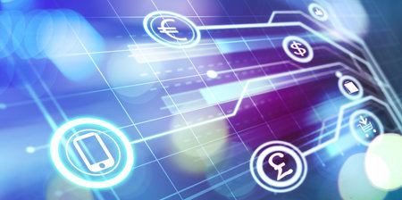 Abstract virtual futuristic background with business and financial graphs. Future technologies...