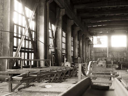 Production crisis, view of an abandoned factory shop.の写真素材