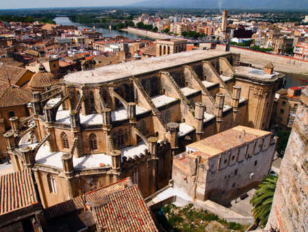 The town of Tortosa, the Church of Santa Maria, the belt of St. Mary`s.の写真素材