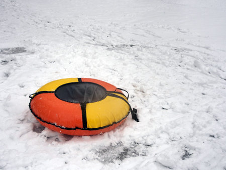 Tubing, an inflatable sled for riding to the ice and snow of the mountains. Winter fun. equipment...
