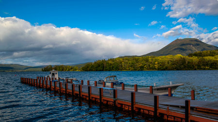 akan lake viewのeditorial素材