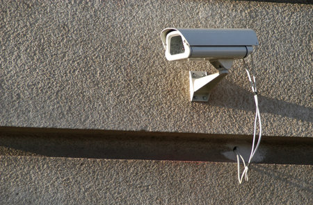 Security camera on the wall.