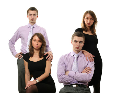 Young business couples isolated on whiteの写真素材