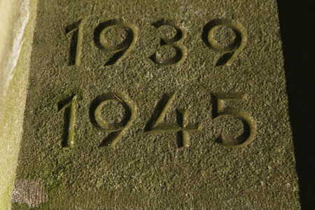 Years 1939 to 1945. The years of World War II carved in the stone.の写真素材