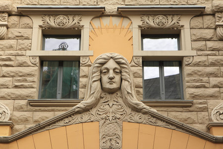 Art Nouveau building in Riga, Latvia.のeditorial素材
