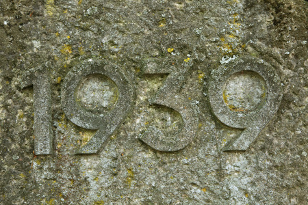 Year 1939 carved in the stone. The years of World War II.の写真素材