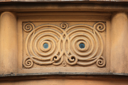 Ornamental decoration on the Art Nouveau building in Prague, Czech Republic.の写真素材