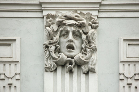 Medusa Gorgon. Mascaron on the Art Nouveau building in Prague, Czech Republic.のeditorial素材