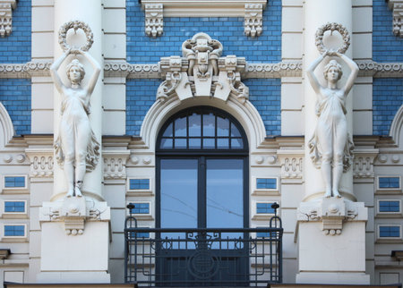 Art Nouveau building in Riga, Latvia.のeditorial素材