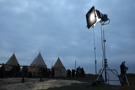 MILOVICE, CZECH REPUBLIC - OCTOBER 23, 2013: Filming of the new movie The Knights directed by Carsten Gutschmidt near Milovice, Czech Republic.のeditorial素材