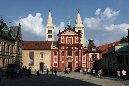 PRAGUE, CZECH REPUBLIC - SEPTEMBER 6, 2014: Saint George Basilica at the Prague Castle in Prague, Czech Republic.のeditorial素材
