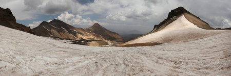Volcanic crater of Mount Aragats (4,090 m) in Aragatsotn province, Armenia. Mount Aragats is the...