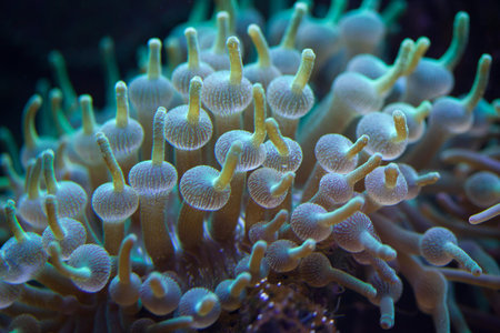 Green bubble-tip anemone (Entacmaea quadricolor). Wildlife animal.