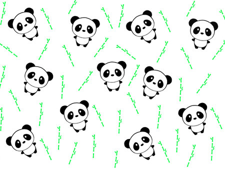 Panda with bamboo on whiteの写真素材
