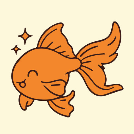 Cute cartoon goldfish. illustration in doodle style.の写真素材