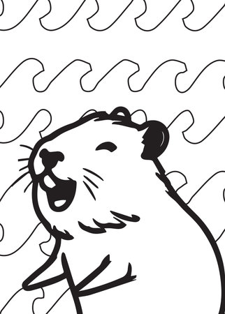 Cute cartoon otter. illustration. Black and white. beluga cartoon