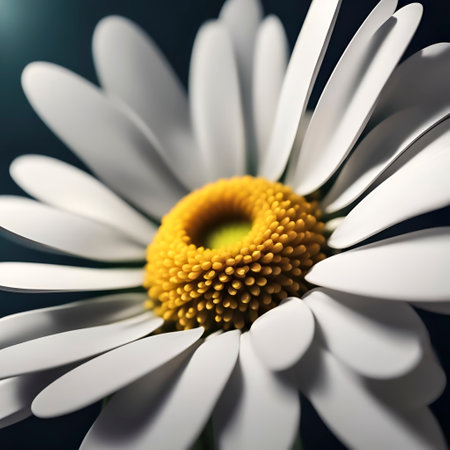 Beautiful white daisy flower on a dark background. Close-up.の素材