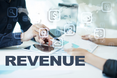 revenue on virtual screen. Business, technology and internet concept.の写真素材