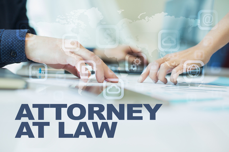 attorney at law on virtual screen. Business, technology and internet concept.の写真素材