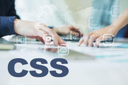 css on virtual screen. Business, technology and internet concept.