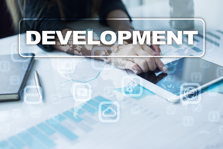 Development concept on virtual screen. Software. Personal.の写真素材