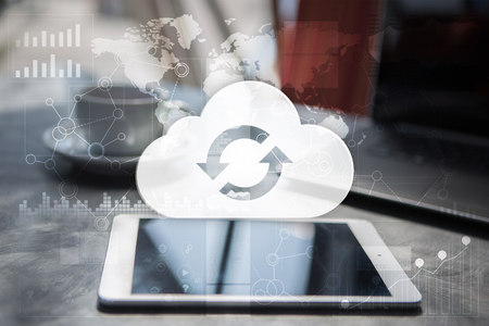 Cloud technology. Data storage. Networking and internet service concept.