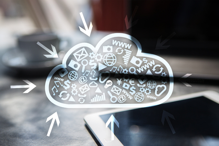 Cloud technology. Data storage. Networking and internet service concept.の写真素材