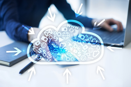 Cloud technology. Data storage. Networking and internet service concept.