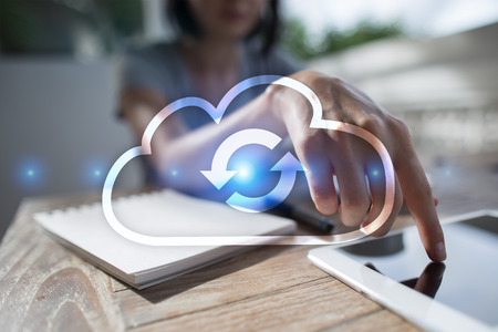 Cloud technology. Data storage. Networking and internet service concept.の写真素材