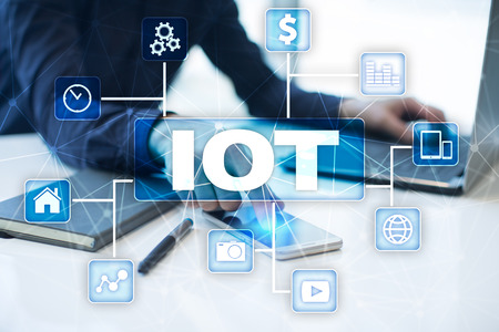 IOT. Internet of Thing concept. Multichannel online communication network digital 4.0 technology internet wireless application development mobile smartphone app.の写真素材