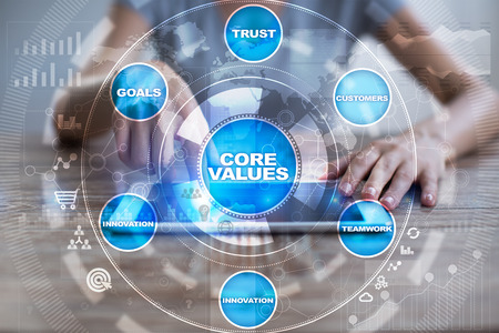 Core values business and technology concept.