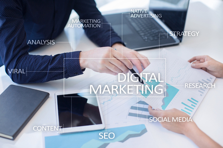 DIgital marketing technology concept.. Internet. Online. Search Engine Optimisation. SEO. SMM. Advertising.の写真素材