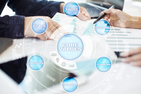 Core values business and technology concept.