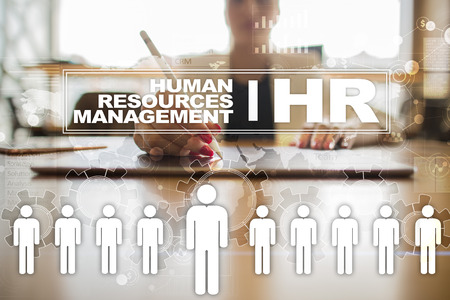 Human resource management, HR, recruitment, leadership and teambuilding. Business and technology concept.の写真素材