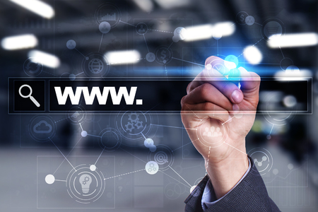 Search bar with www text. Web site, URL. Digital marketing. Business, internet and technology...