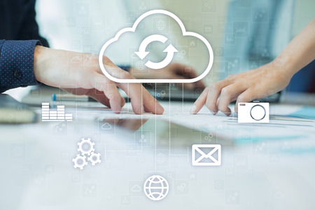 Cloud technology. Data storage. Networking and internet service concept.の写真素材