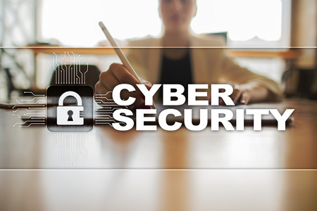 Cyber security, Data protection, information safety and encryption. internet technology and business concept.  Virtual screen with padlock icons.の写真素材